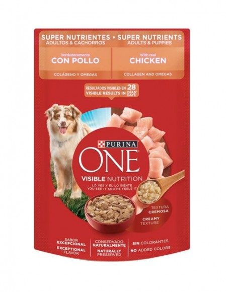 Purina One sobre super nutrientes pollo adultos y cachorros (caja con 24 pz)