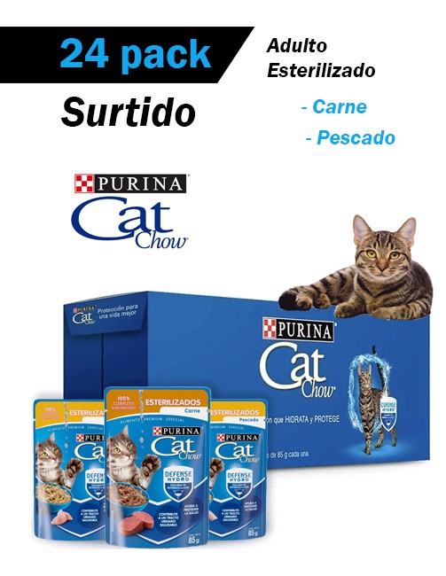 Cat chow sobre esterilizado - caja surtida (sabor carne y...